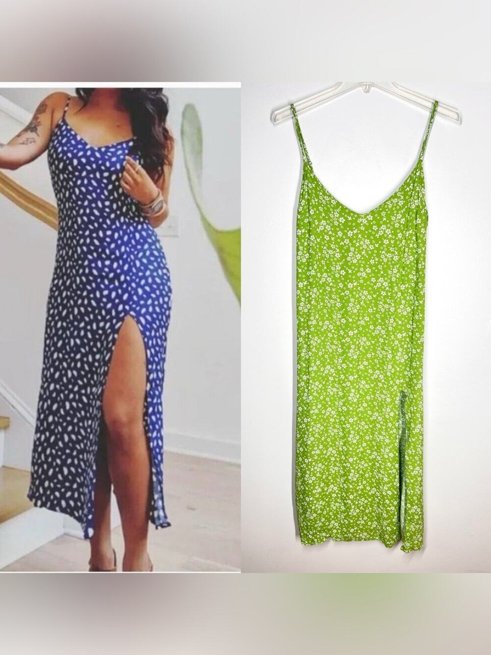 Reformation Crimini Midi Slip Dress Elle Green Floral Sz 10